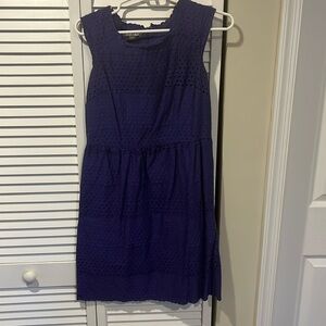 Purple cotton eyelet dress with pockets. Size M